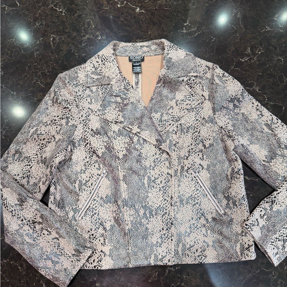 Soho Women's Snake Print Leather Jacket